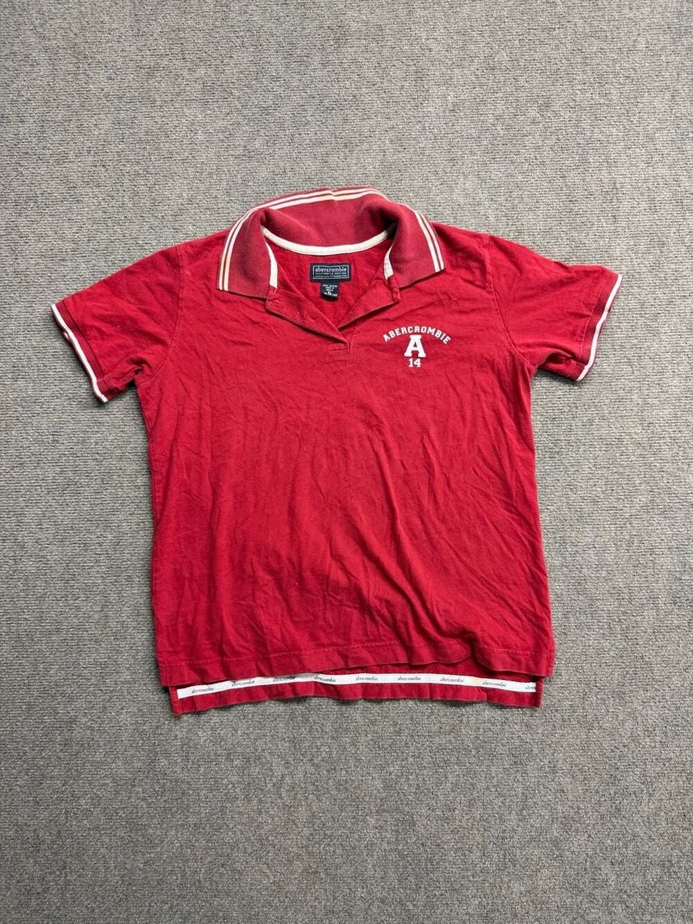 Abercrombie & Fitch Polo Shirt Size XL Red Cotton Short Sleeve Graphic